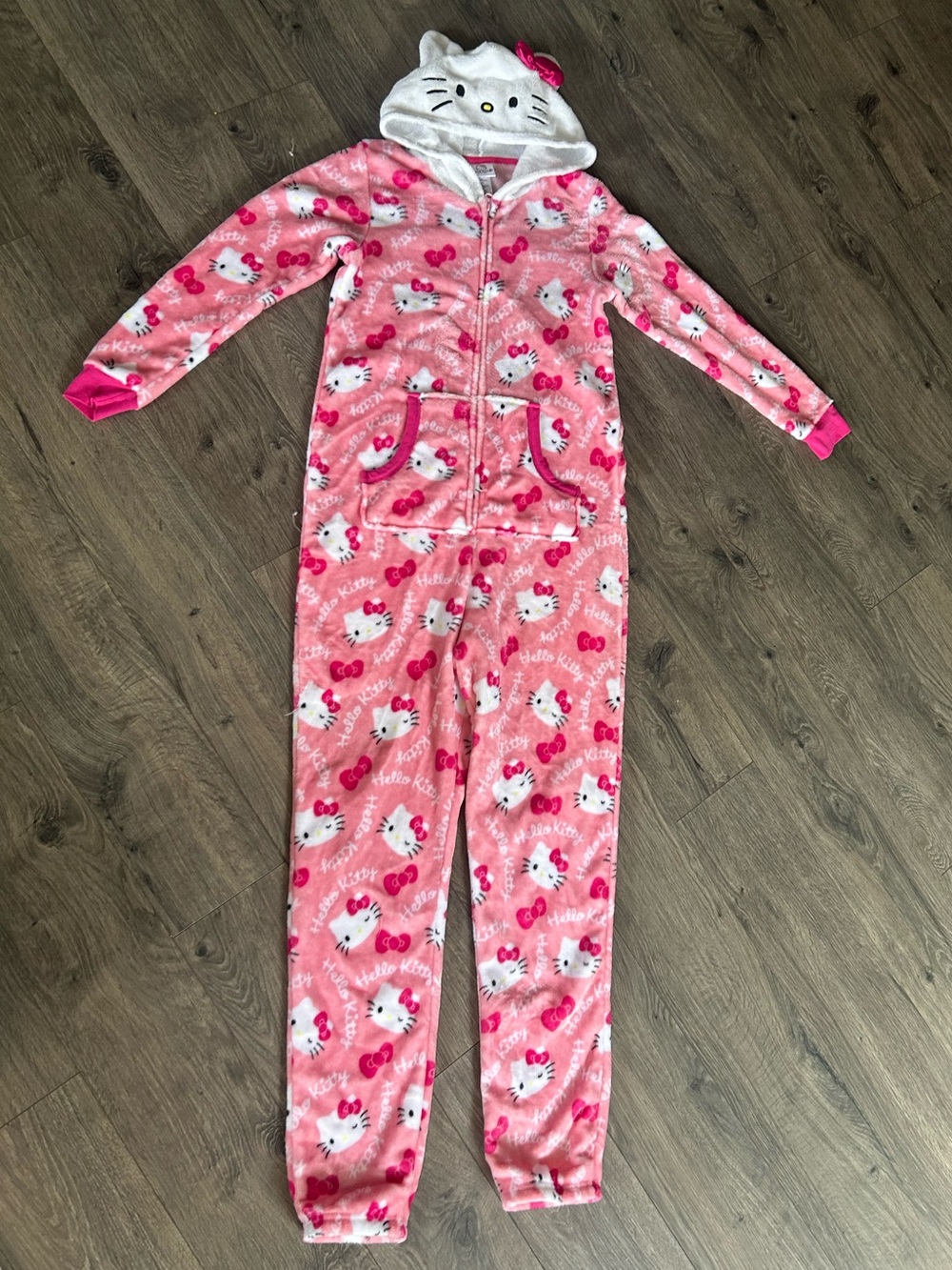 Hello Kitty Pink Hooded Onesie Pajama Set